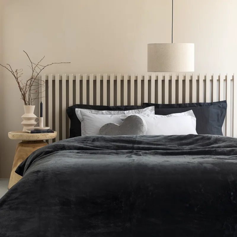 Κουβέρτα Fleece Υπέρδιπλη Palamaiki Fani Black 220x240