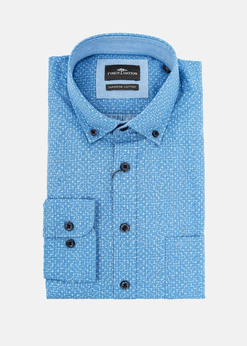Fynch Hatton Πουκάμισο της σειράς Supersoft - 1402 8040 604 Crystal Blue