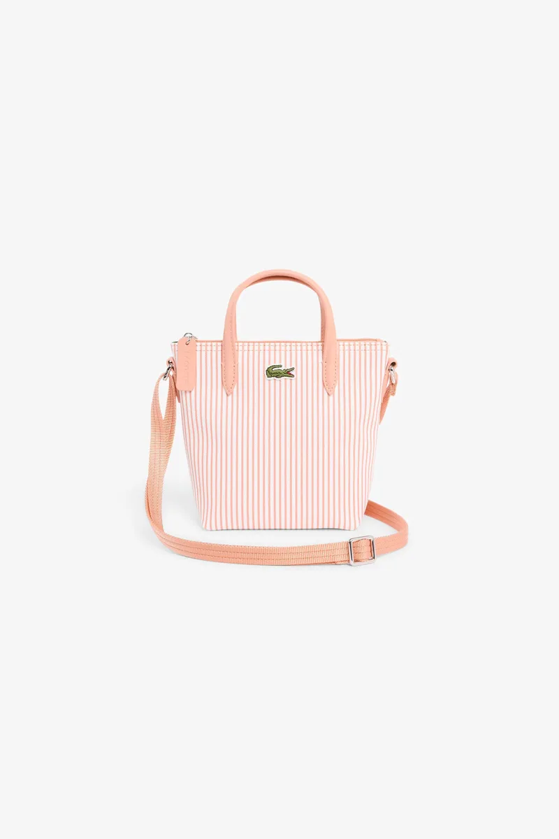 Lacoste γυναικεία τσάντα crossbody πικέ με ριγέ σχέδιο και κεντημένο λογότυπο - NF5255SJ Σομόν