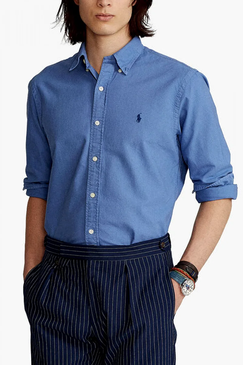 RALPH LAUREN ΠΟΥΚΑΜΙΣΟ CUSTOM FIT OXFORD BUTTON DOWN BSR ΣΙΕΛ