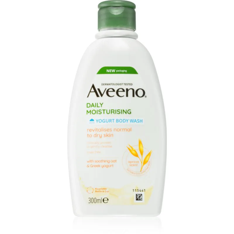 Aveeno Daily Moisturising Yoghurt body wash θρεπτικό τζελ για ντους Apricot & Yoghurt 300 ml