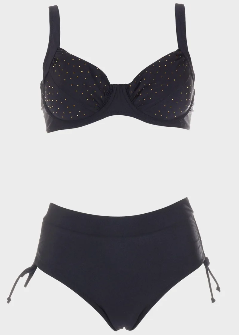 Bikini με στράς.Καλύπτει C-D Cup ΜΑΥΡΟ