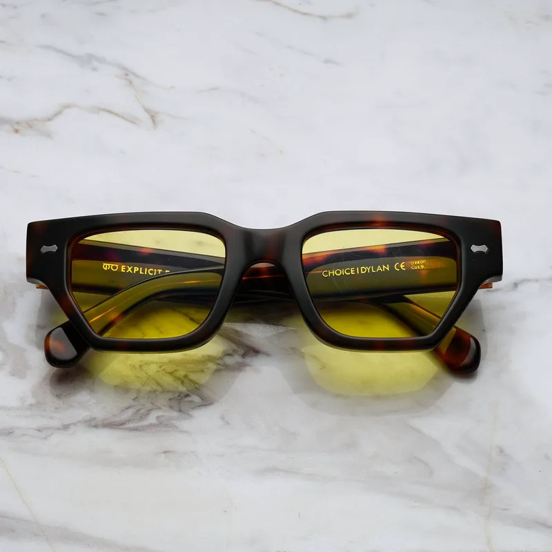 DYLAN Tinted Sunglasses | Tortoise | Yellow Shades | Explicit Poets Sunglasses