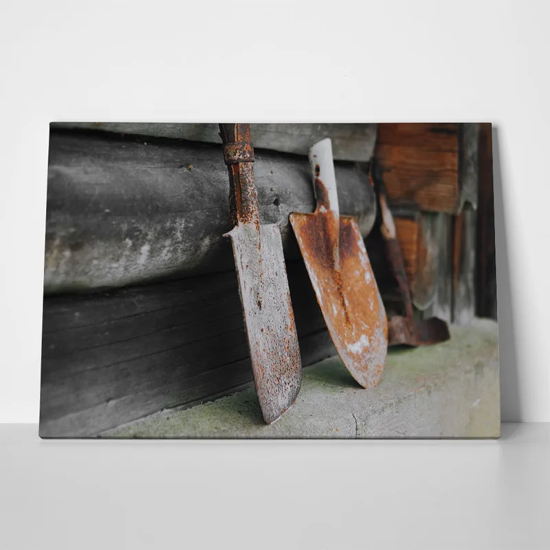 Πίνακας σε Καμβά RUSTIC FARMHOUSE OLD SHOVELS