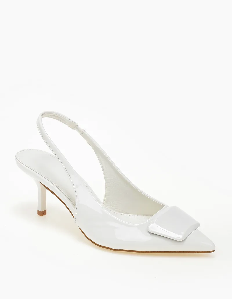 Slingback γόβες με αγκράφα - Λευκό