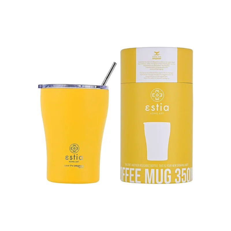 Estia Θερμός Coffee Mug Save The Aegean 350Ml Pineapple Yellow