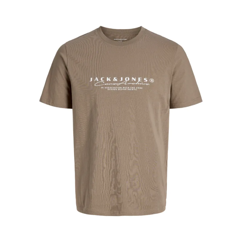 Jack & Jones "Point Branding Tee"σε Plus fit γραμμή,με μεταξοτυπία - Desert Taupe