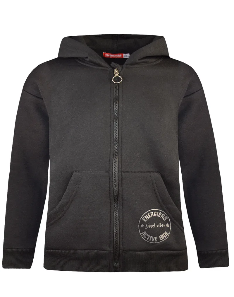 Fleece ζακέτα Energiers Basic Line με κουκούλα - ΜΑΥΡΟ 16-100281-5