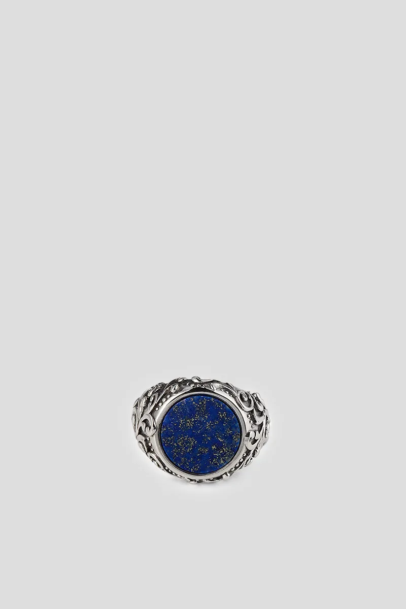 EMANUELE BICOCCHI Ανδρικό Ασημί Lapis Chevalier Ring