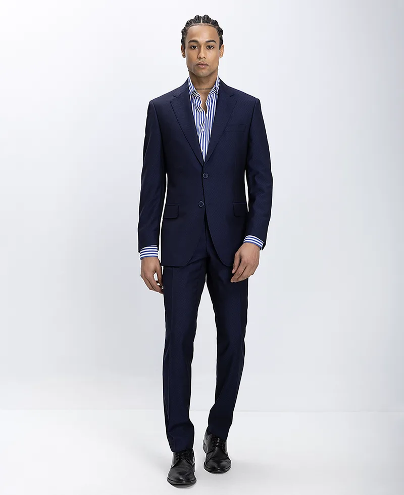 Vardas Ανδρικό Κοστούμι Μάλλινο Slim Fit Με Διακριτικό Σχέδιο