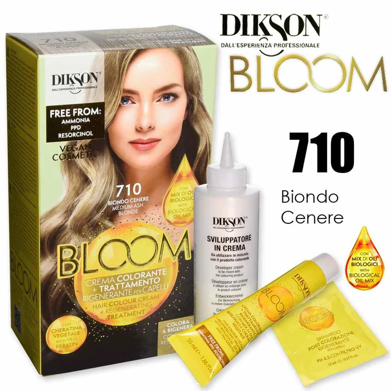 Dikson bloom coloring cream with keratin 710 ash blond