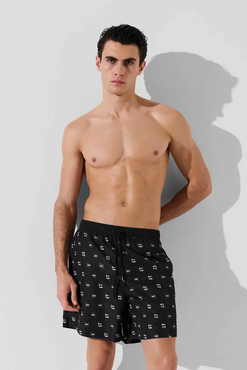 Karl Lagerfeld ανδρικό μαγιό σορτς με all-over Ikon print - A3M46007 Μαύρο
