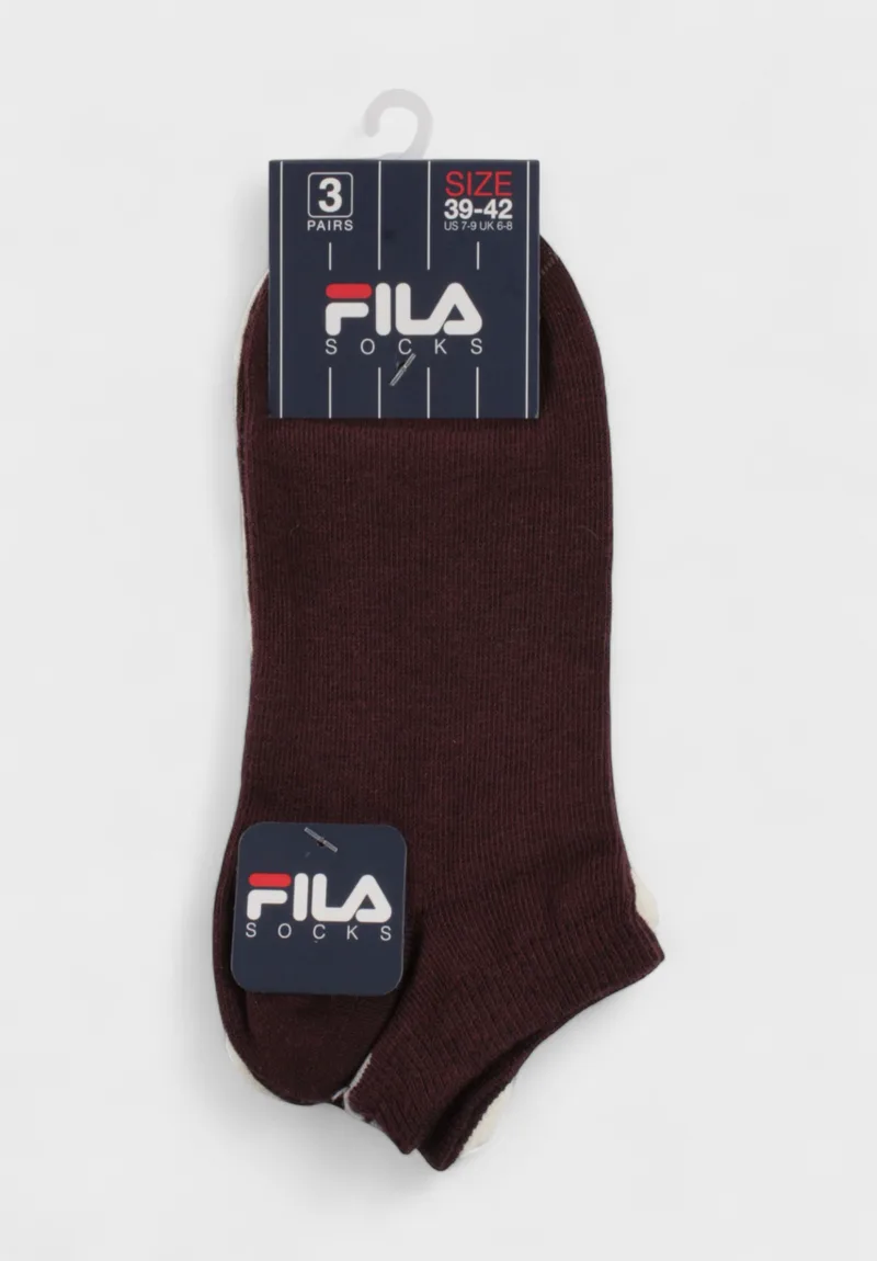 Σοσόνια Unisex Fila Invisible Plain 3 Pack -Milky - Burgundy F9100-388-Πολύχρωμο