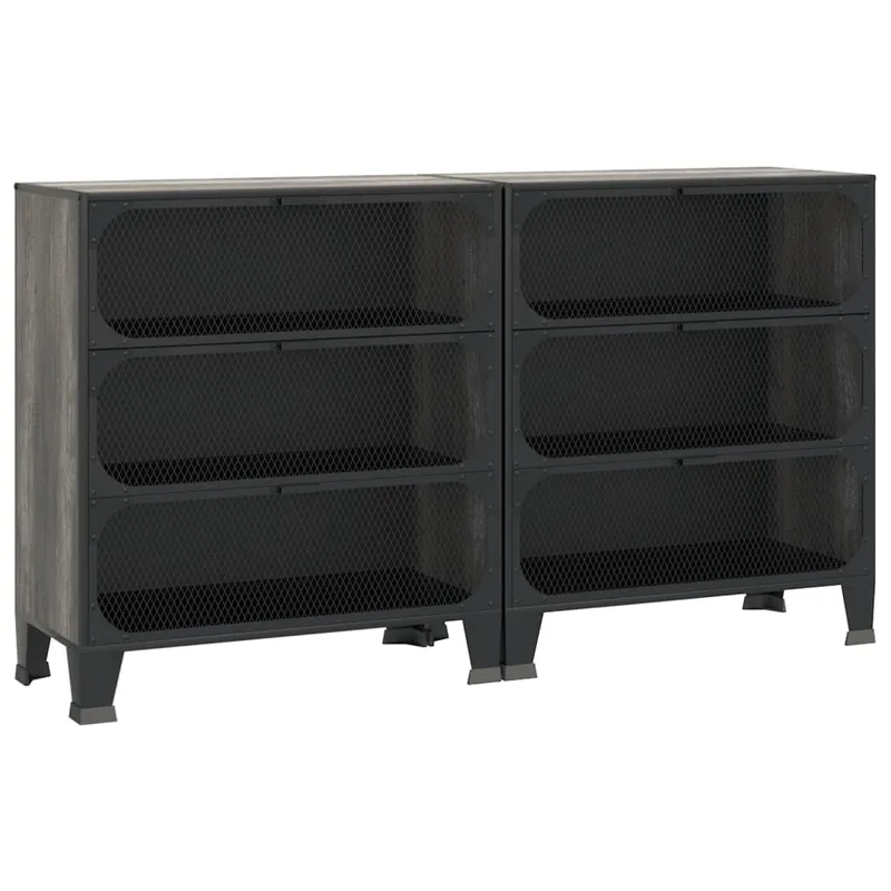 vidaXL Ντουλάπια Αποθήκευσης 2 τεμ. Γκρι 72 x 36 x 82 εκ. Μέταλλο/MDF