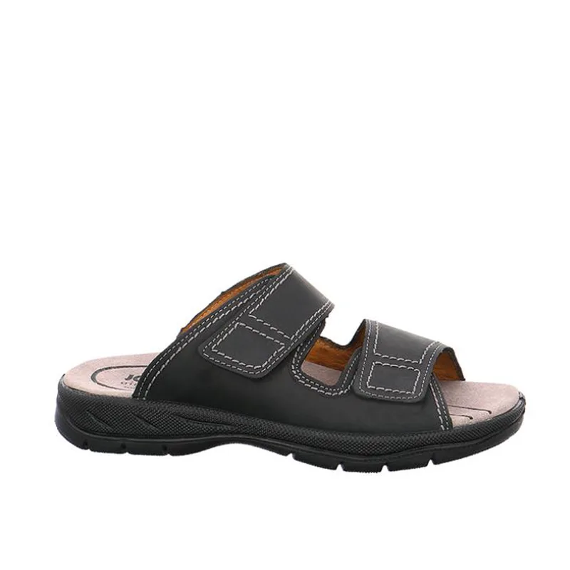 Jomos 50360142000 Aνατομική Δερμάτινη Comfort Παντόφλα Μαύρη