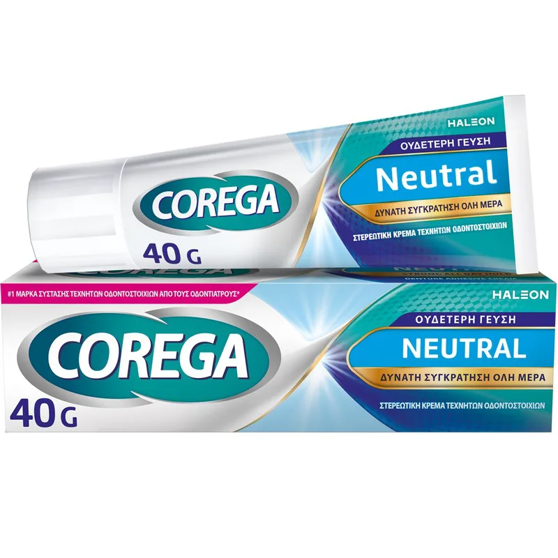 Corega 3D Hold Neutral Στερεωτική Κρέμα για Αποτελεσματική Συγκράτηση Τεχνητής Οδοντοστοιχίας με Ουδέτερη Γεύση 40g