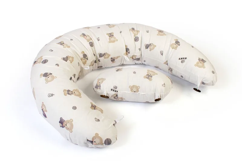 Μαξιλάρι Εγκυμοσύνης - Θηλασμού 2 σε 1 bebe Bear s Nest 05 155x35x20 White-Grey 100% Cotton