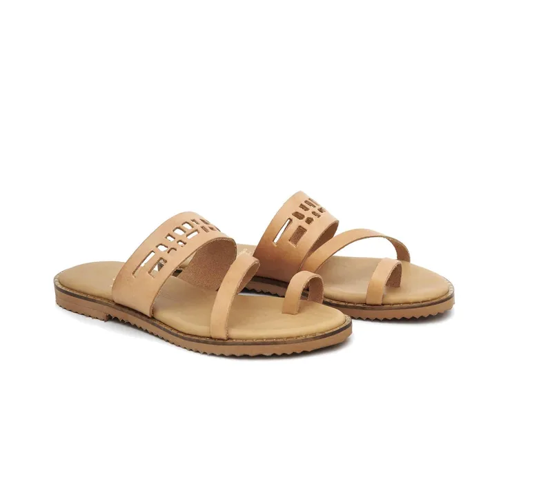 Δερμάτινα Flat Πέδιλα Art 20SS308 Natural
