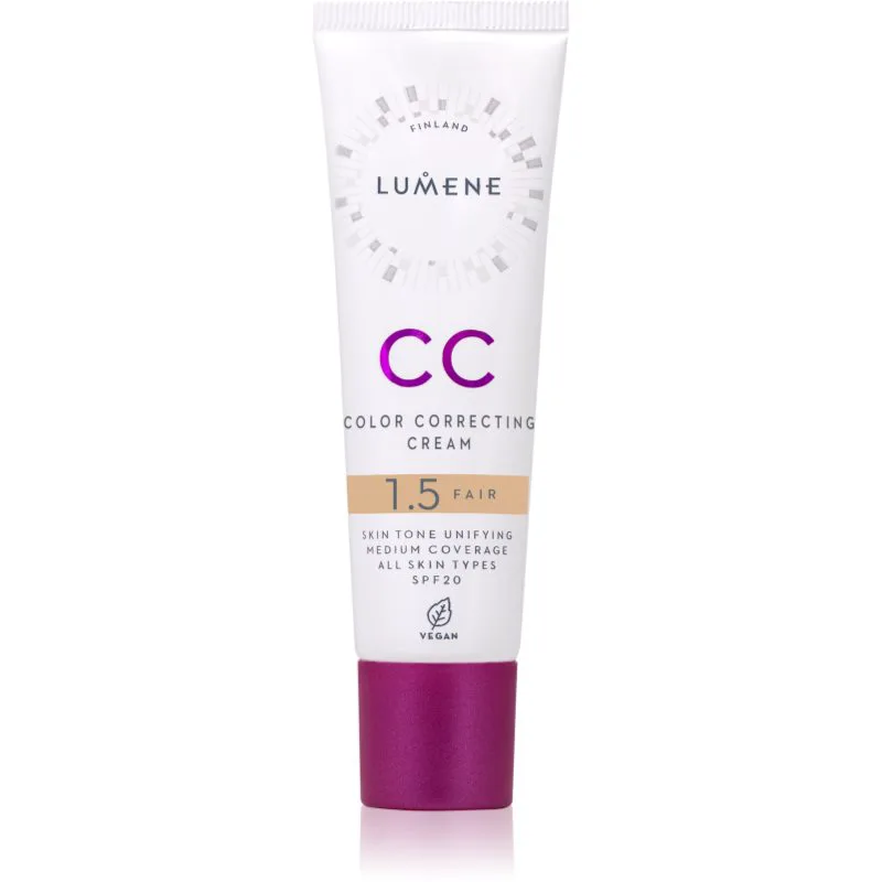 Lumene CC Color Correcting Cream CC κρέμα για ομοιόμορφο τόνο της επιδερμίδας SPF 20 απόχρωση 1.5 Fair (Warm) 30 ml