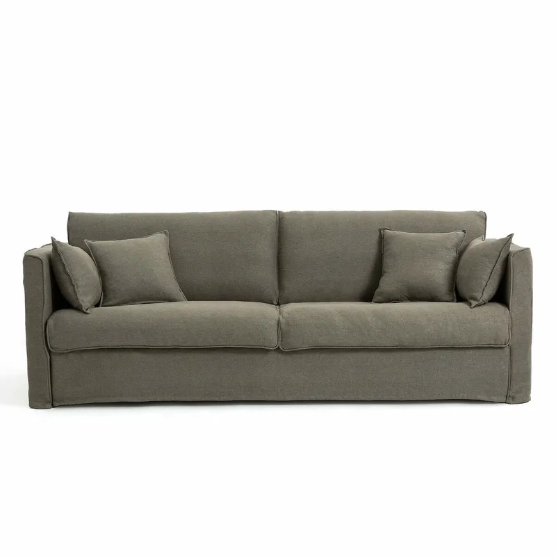 Καναπές από χοντρό λινό ύφασμα stonewashed Μ102xΠ170xΥ87cm