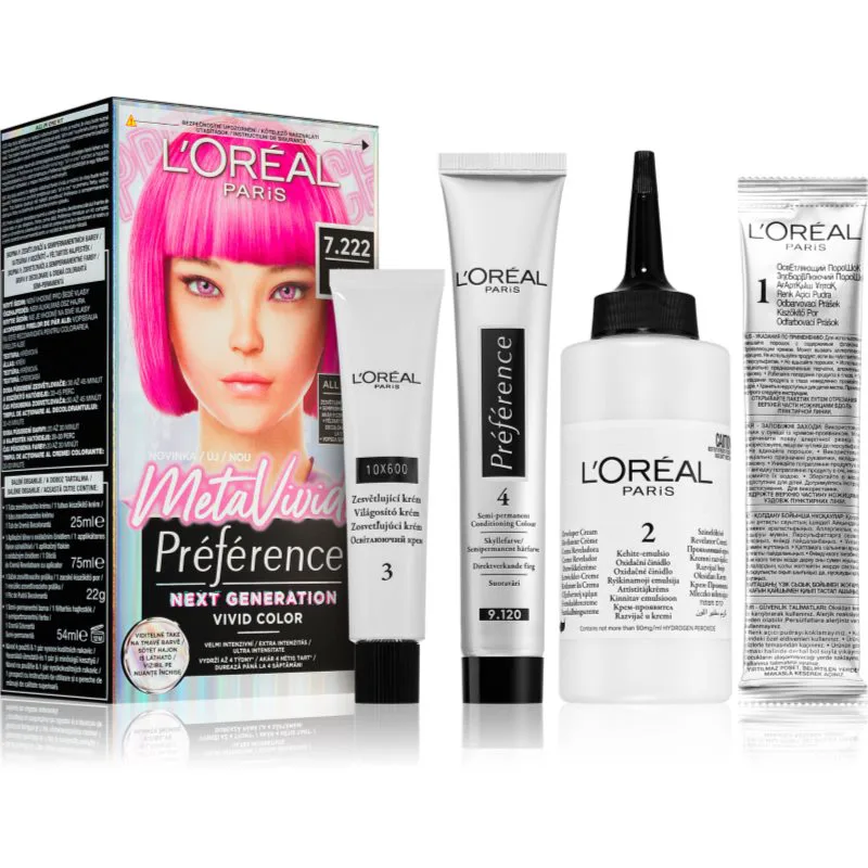 L’Oréal Paris Préférence Meta Vivids προσωρινή βαφή μαλλιών απόχρωση 7.222 Meta Ροζ 1 τμχ