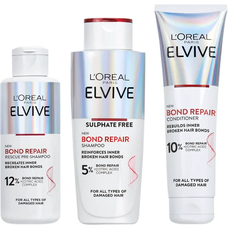 L'Oreal Paris Promo Elvive Bond Repair Rescue Pre-Shampoo 200ml & Shampoo 200ml & Conditioner 150ml