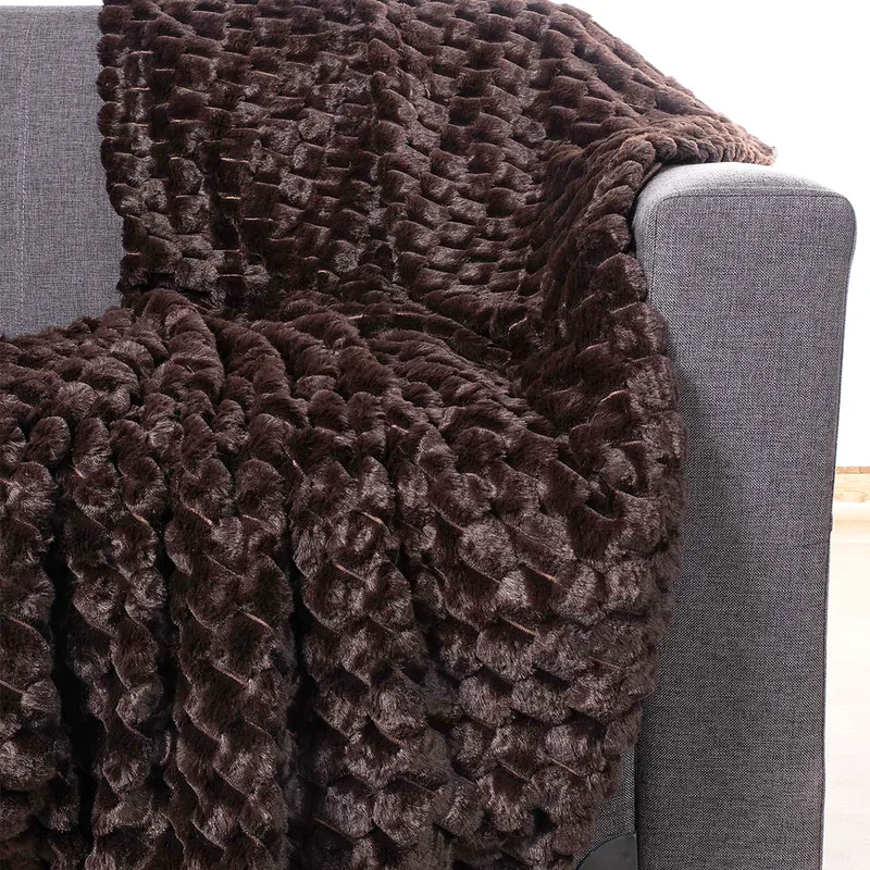 Γούνινη Κουβέρτα Καναπέ (130x160) Silk Fashion Mink Brown