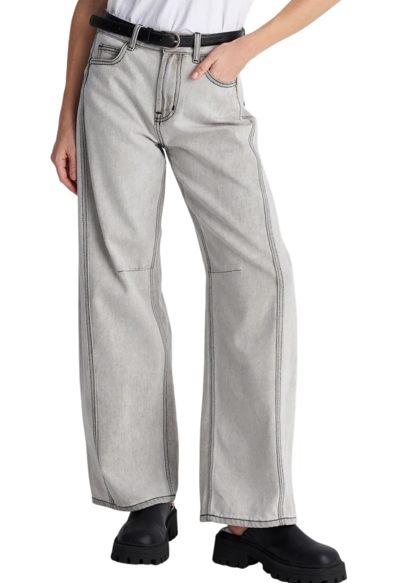 Παντελόνι Jean Ale Wide Leg Με Ζώνη 8922971-GREY Γυναικείο