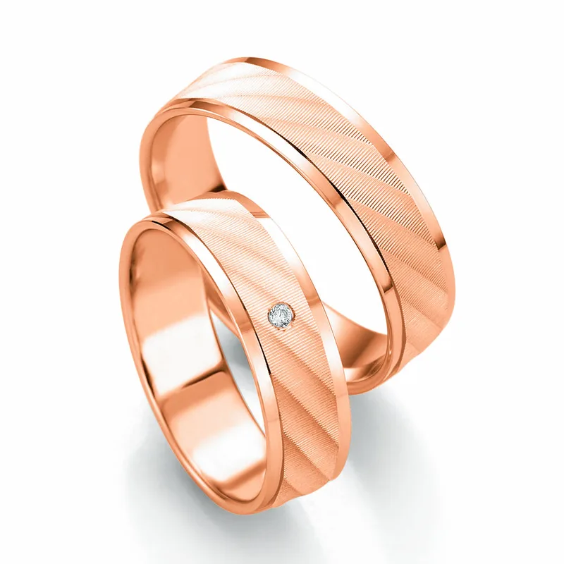 Ροζ Χρυσή Βέρα Γάμου Breuning με ή χωρίς Πέτρες WR313R diamonds k8