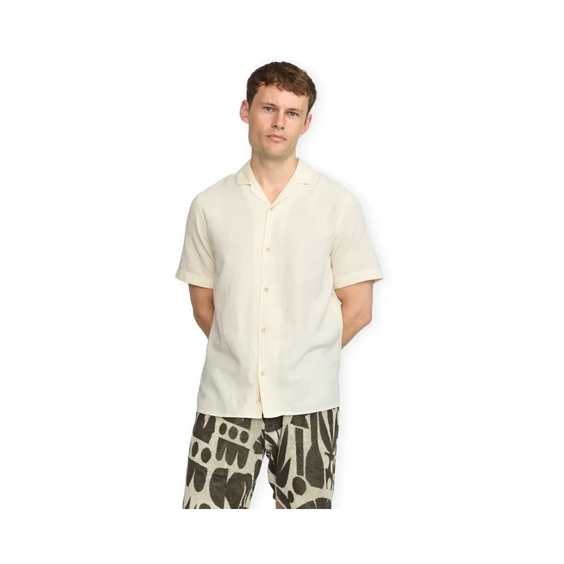 Πουκάμισο με κοντά μανίκια Revolution Cuban Shirt 3927 - Off White