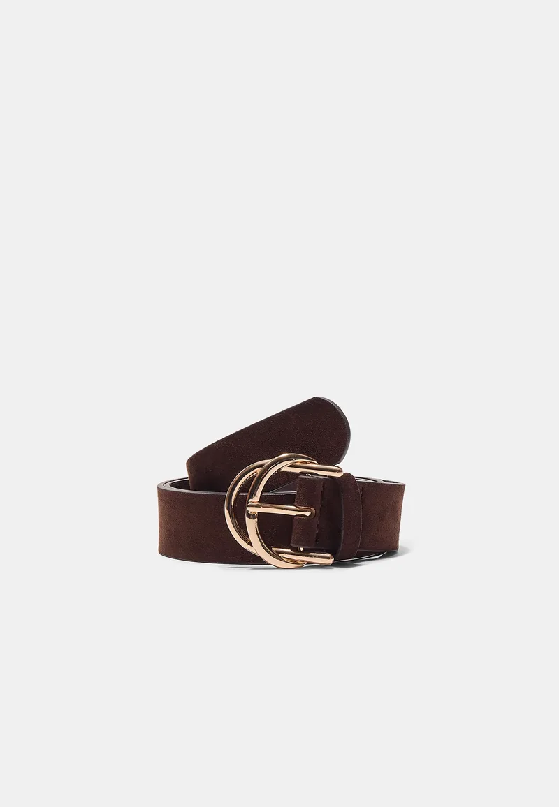 Stradivarius Ζώνη Με Διπλή Αγκράφα Καφέ 90
