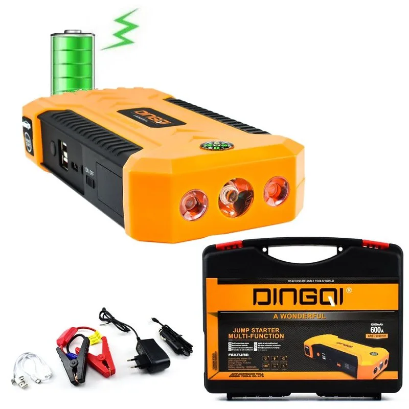 Φορητός Εκκινητής Μπαταρίας Αυτοκινήτου 12V και Power Bank 12000mAh DINGQI
