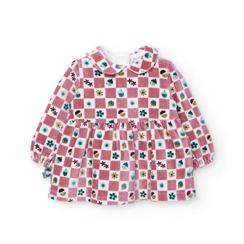 Φόρεμα μπεμπέ βελουτέ κορίτσι Boboli-142063-9696-Pink