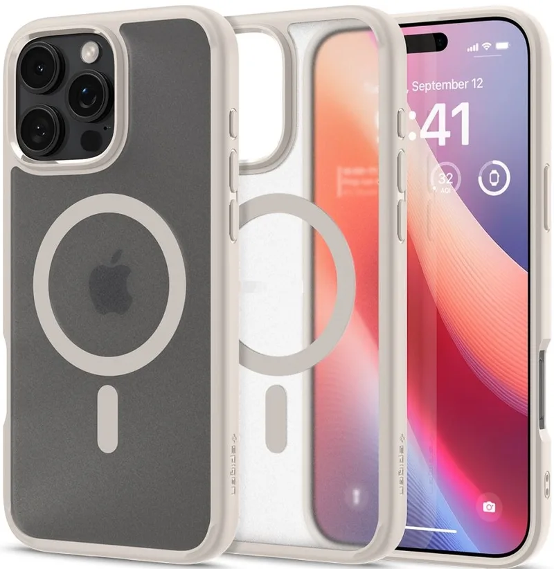Θήκη Apple iPhone 16 Pro - Spigen Ultra Hybrid MagFit με MagSafe - Frost Natural Titanium (ACS08138)