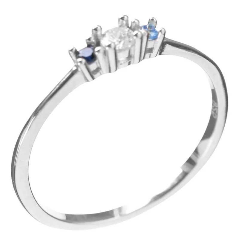 Δακτυλίδι Ασημένιο 925 Ν58 με άσπρο-μπλε-σιέλ zircon Prince RG002