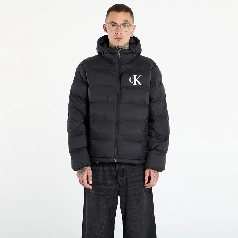 Φουσκωτό μπουφάν Calvin Klein Jeans Ls Nylon Monogram Pu Jacket Black L