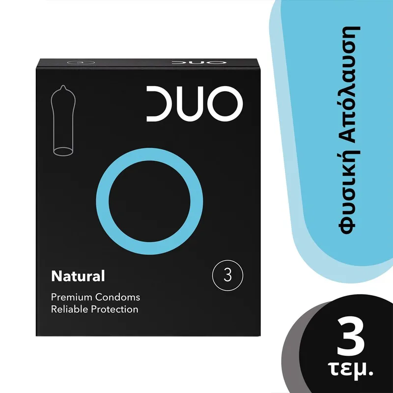 Duo Natural Premium Condoms Φυσικό Προφυλακτικό για να Νιώθετε Ασφαλής σε Κάθε Περίσταση 3 Τεμάχια