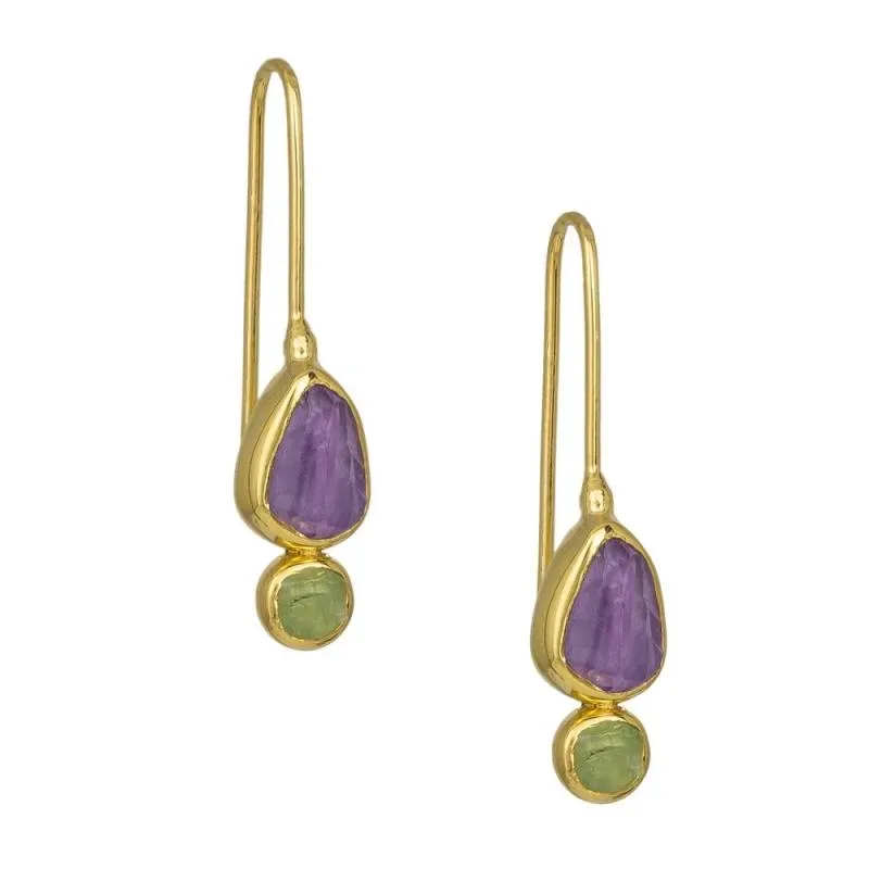 Γυναικεία σκουλαρίκια 925 Peridot & Amethyst 042020 042020 Ασήμι