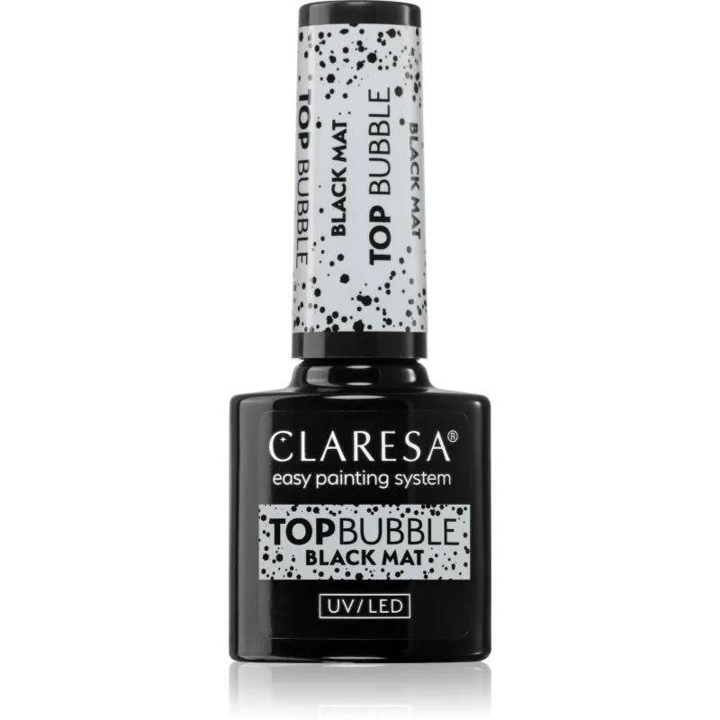 Claresa UV/LED Top Bubble τζελ τοπ βερνίκι νυχιών ματ απόχρωση Black Mat 5 γρ