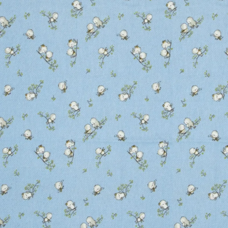 Πάνα Χασές Φανελένια Μπεμπέ 80x80εκ. Birds 14 Sky Blue Dimcol