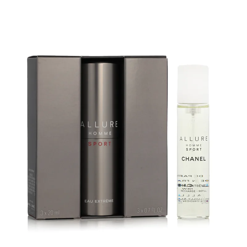 Chanel Allure Homme Sport Eau Extrême EDT Refillable 20 ml with 2 x 20 ml EDT Refills for Men 60 ml