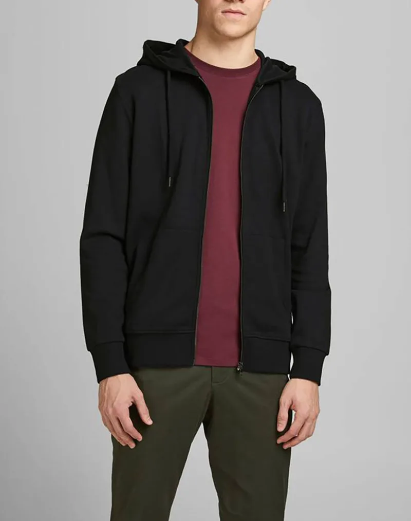 JACK&JONES ΖΑΚΕΤΑ ΦΟΥΤΕΡ JJEBASIC SWEAT ZIP HOOD NOOS 12181901-BLACK Black