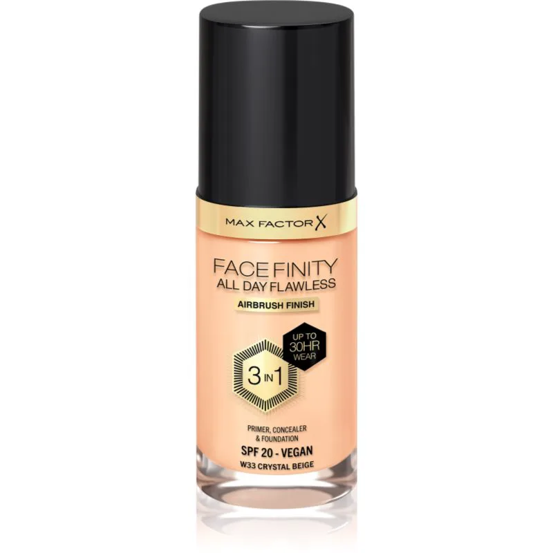 Max Factor Facefinity All Day Flawless μακράς διαρκείας μεικ απ SPF 20 απόχρωση 33 Crystal Μπεζ 30 ml