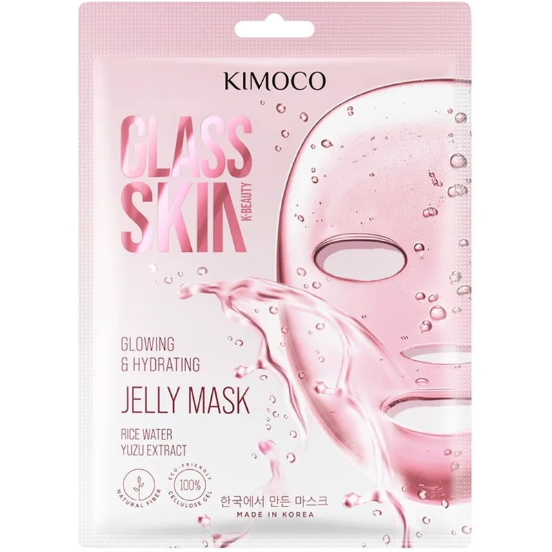 Kimoco Glass Skin Brightening & Moisturizing Sheet-Jelly Face Mask Μάσκα Προσώπου με Νερό Ρυζιού, Βήτα Γλυκάνη & Εκχύλισμα Yuzu για Λάμψη & Ενυδάτωση 23ml