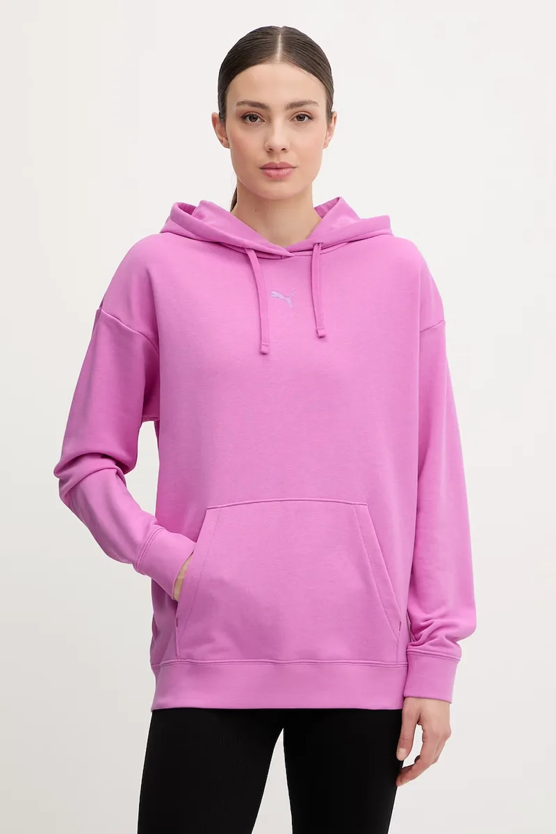 Puma μπλούζα με κουκούλα γυναικεία με βαμβάκι Essentials Relaxed