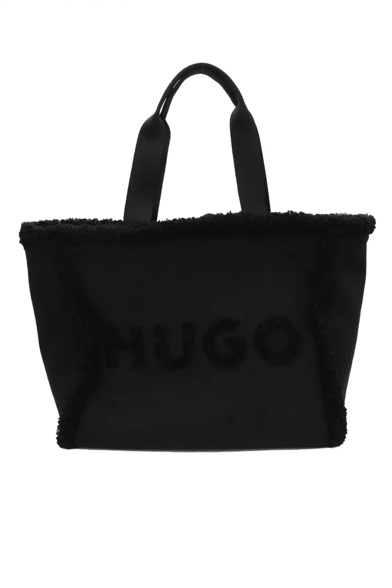 HUGO ΤΣΑΝΤΑ ΩΜΟΥ BECKY TOTE-SFFUR LOGO ΜΑΥΡΟ