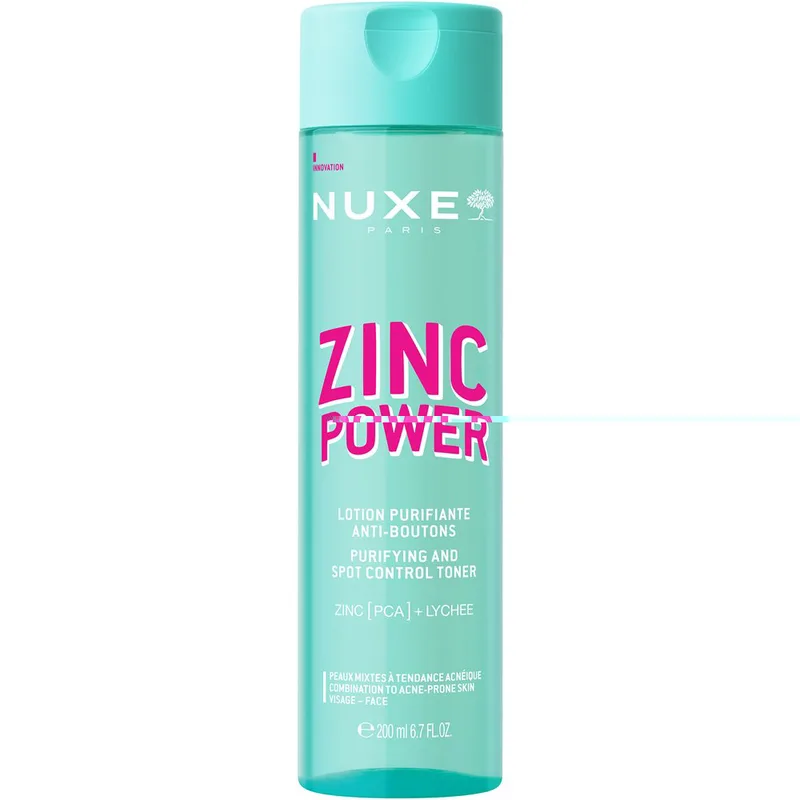 Nuxe Zinc Power Purifying And Spot Control Toner Lotion Τονωτική Λοσιόν Καθαρισμού & Ελέγχου των Μαύρων Στιγμάτων με Ψευδάργυρο [PCA] & Εκχύλισμα Λίτσι Κατά των Ατελειών, για Σύσφιξη των Πόρων & Απομάκρυνση του Σμήγματος 200ml