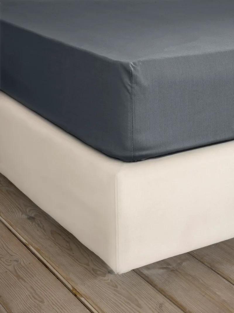 Σεντόνι King Size με Λάστιχο Nima Unicolors Midnight Gray 185x205+35