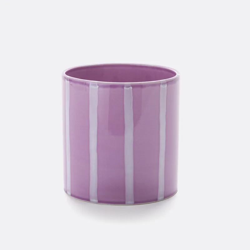 Κεραμικό κασπό με ρίγες Δ14 εκ. Μ14xΠ14xΥ14cm