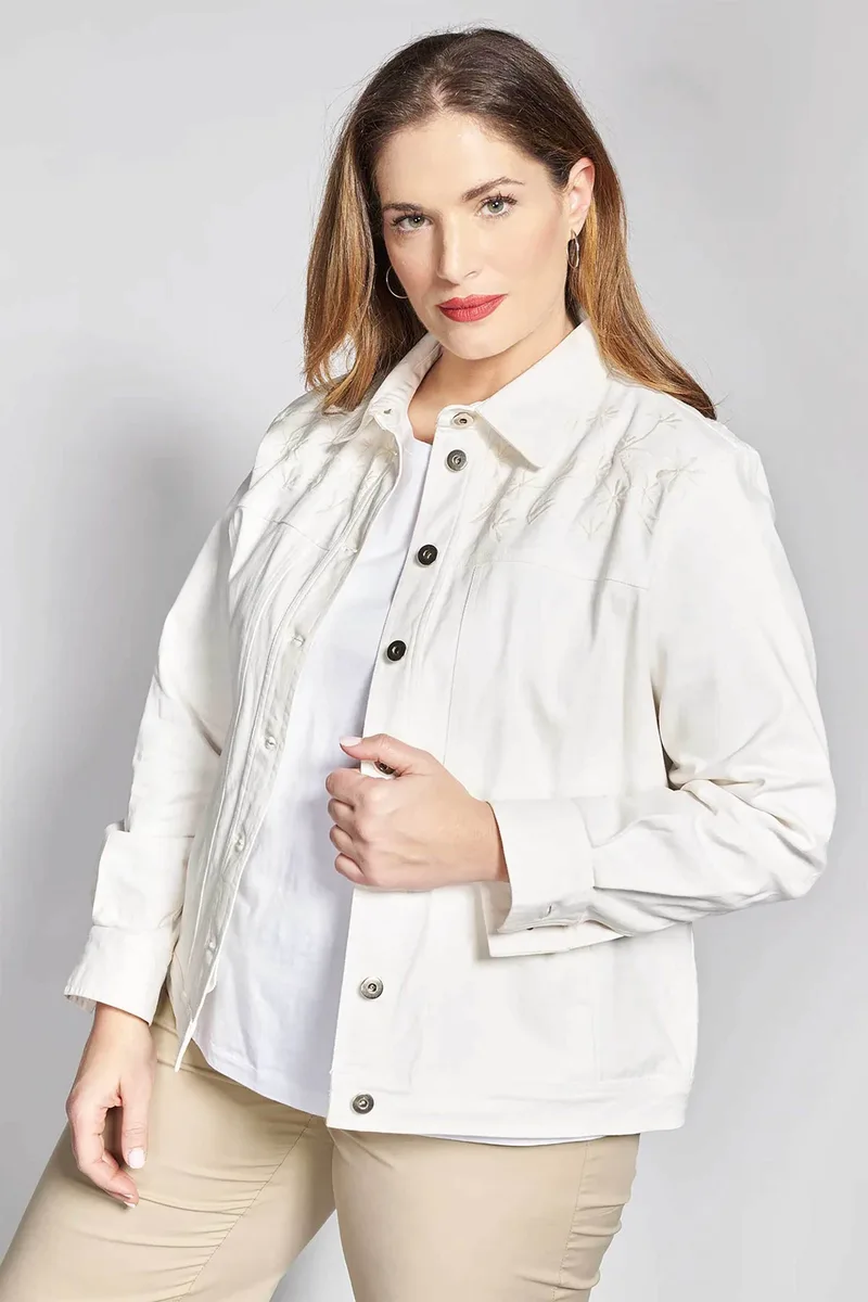 Parabita γυναικείο denim jacket με κέντημα - 012610709857 Εκρού